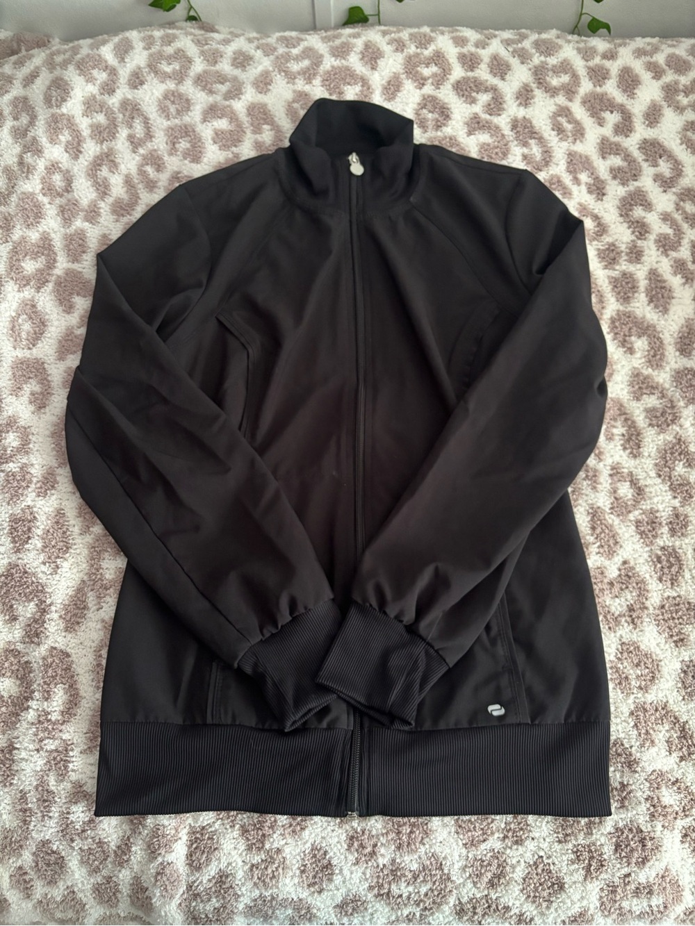 infinity scrub material black zip up jacket
